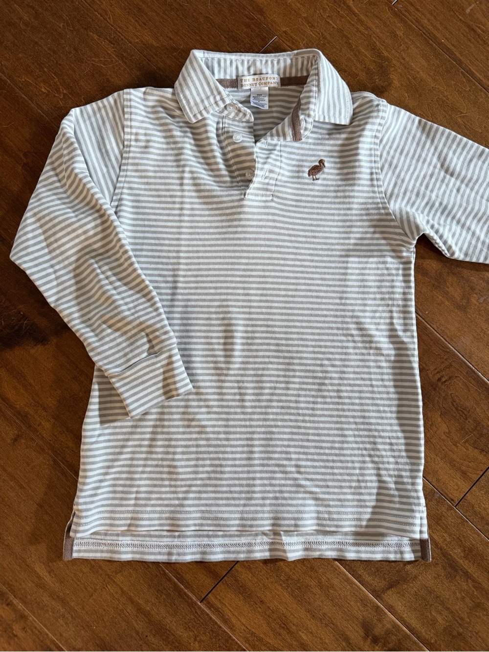 Children's Long Sleeve - Gray & White Stripes. Beaufort bonnet